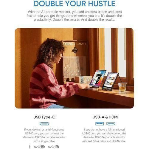 Arzopa Arzopa A1 15.6 Portable Monitor – FHD 1080P IPS Display, Built-in Adjustable Stand, USB-C & HDMI, Ultra Slim & Lightweight, Eye Care, Compatible With Laptop, MacBook, PC, PS5, Xbox, Switch, Smartphones