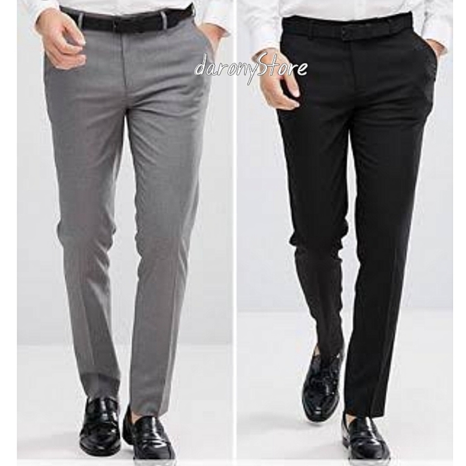 Fashion Two-In-One Classic Suit Trousers For Men- Black+Ash Color ...