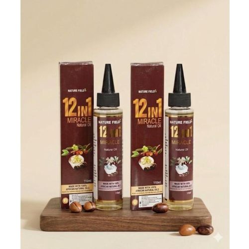 12- in -1 Miracle Natural Hair Oil Hair Growth Oil, Anti Hair Loss Treatment, Scalp Nourishing Oil For Dry Damaged And Thinning Hair 110ml × 2 (2 Bottles)Value Pack.