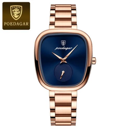 Blue Dial Rose Gold Strap Female Watch