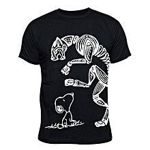 Fearless Print Round Neck T-Shirt - Black.