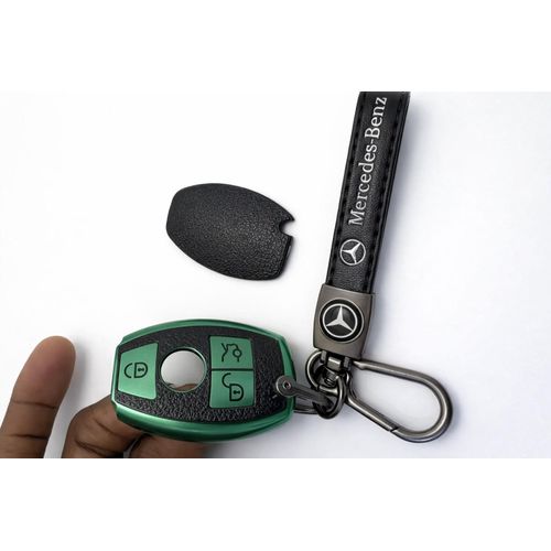 Premium Silicone/Leather Key Cover For Mercedes Benz Models - Green