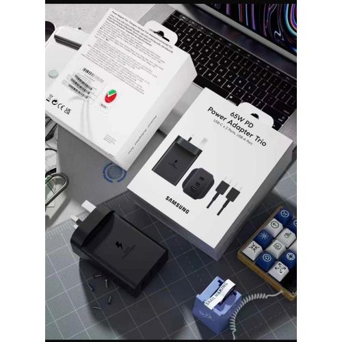 65W 3-Port Super Fast Charging Adapter Block for Galaxy S26 Ultra S25 Ultra/S25/S25+/S24 Ultra/S24/S24+/S23 Ultra/S23/S23+/S22/S22 Ultra/S22+/Z Fold 3/ laptops