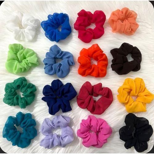 6 in 1 different colors Chiffon Hair Scrunchies