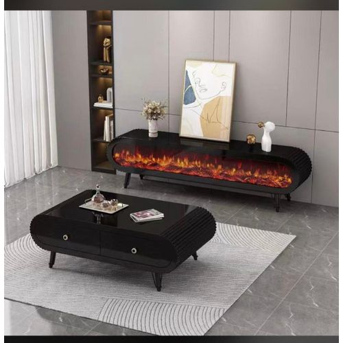 Modern Luxury Electric Fireplace TV Stand & Coffee Table Set – Premium Living Room Furniture (5-Year Warranty)