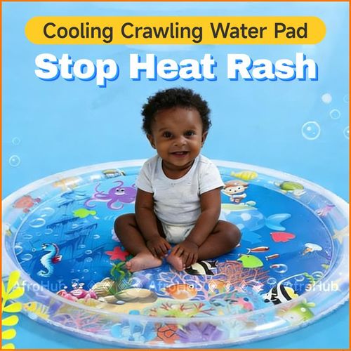 100cm Extra Large Inflatable Baby Water Mat - Leakproof Tummy Time Sensory Play Toy | Cooling Crawling Pad for Infant Development (BPA Free + Free Pump)