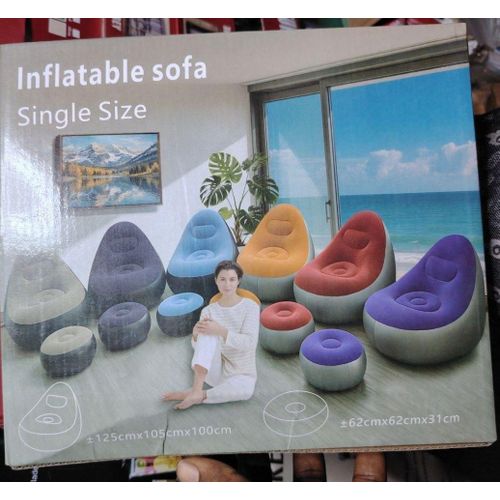 Inflatable Sofa Chair with Footstool – Portable Single Air Lounge Chair for Indoor & Outdoor Use