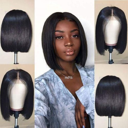 Natural Virgin Hair Short Straight Closure Bob Wig