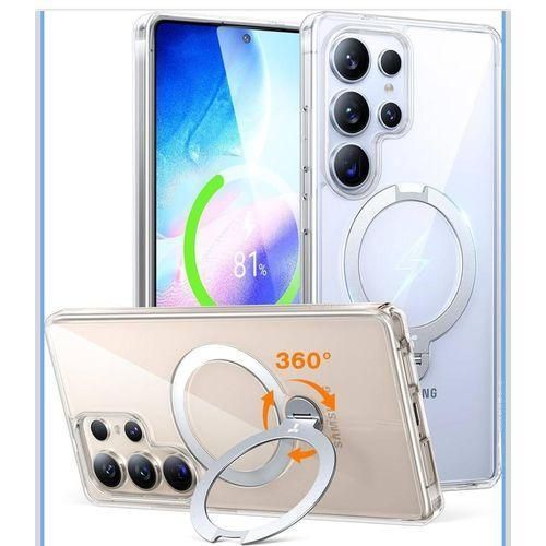 Magnetic Stand for Samsung Galaxy S25 Ultra Case, Compatible with Magnetic, Military Grade Shockproof Slim Protective S25 Ultra Case with Kickstand & Ring