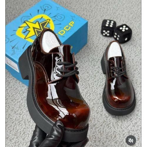 Standard Men's Casual Shoe's High Quality Shiny Brown Glossy Lather