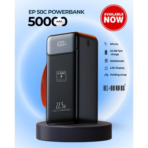 EHUB 50000mAh Fast charging power bank for iPhone, iPad and Android devices