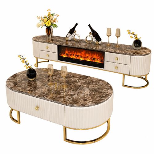 Italian Fireplace TV Stand And Centre Table For Smart HOme