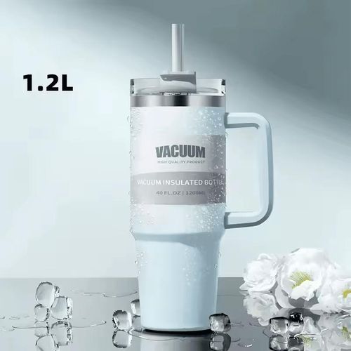 Stainless Steel Tumbler with Straw - 1200ml Insulated Cold Cup