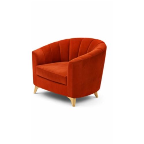 Stylish Topnotch Sophisticated Single Seater Fabric Sofa Armchair Orange Bucket Tub Chair Love Seat