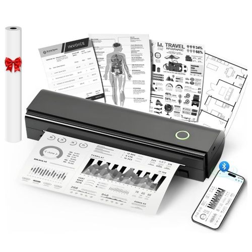 Inkless À4 Thermal Transfer Printer Rechargeable Wireless Label Portable Printer
