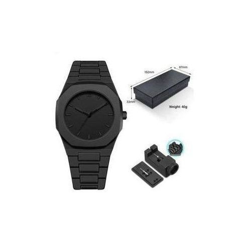 All black Valenzo Mens Plastic Ceramic Black Trendy Wristwatch with free bracelet