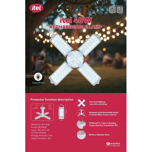 Itel 48w rechargeable LED camping lamp