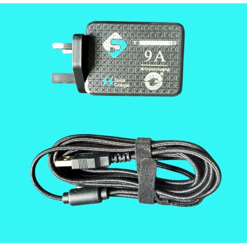 USB 4 Port Quick Charger Adapter with USB C type Charging Cable 3m