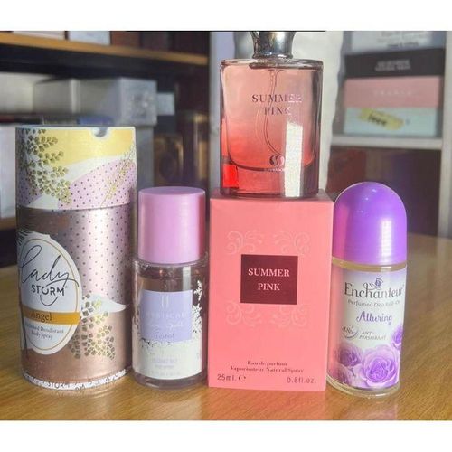 Genie Summer Pink EDP Perfume 25ml & Storm Body Spray & Body mist & Roll on