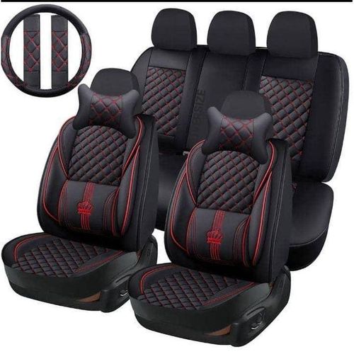 5D Universal Car Leather Seat Cover for 5-Seater Car's Full Set - Front & Rear