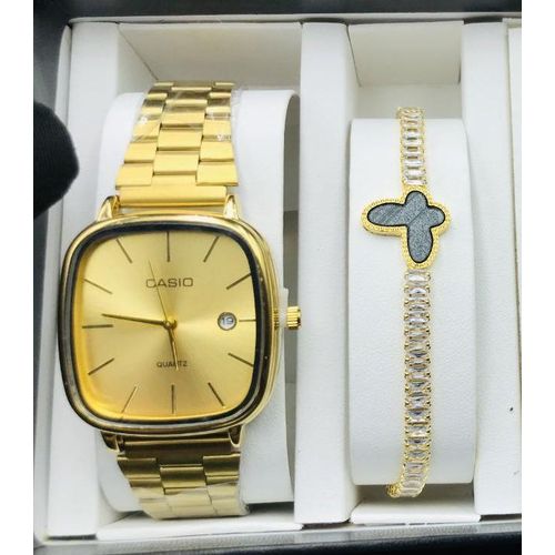 SET OF TENNIS ZIRCONIA BRACELET AND WRIST WATCH
