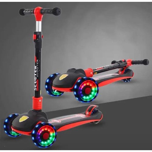 Strong Kids 3-Wheel Foldable Scooter With Adjustable Handle & LED Flashing Wheels
