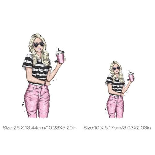 Girl -On Transfer Patches For Clothing Diy Washable Women T-Shirts Thermo Adhesive Patches Hoodie Sticker Applique