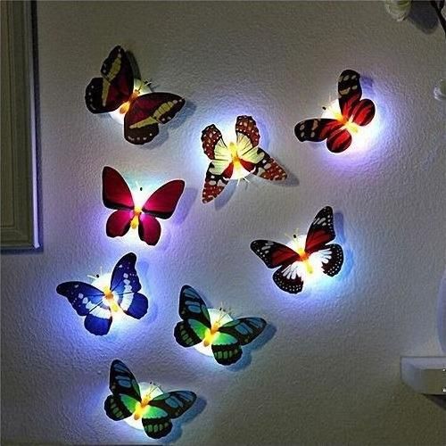 3d Led Light Color Changing Butterfly Sticker - 6 Pcieces