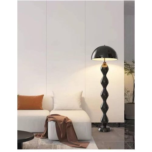 Modern Glossy Black Stacked-Gourd Floor Lamp (Sculptural Dome Standing Light)
