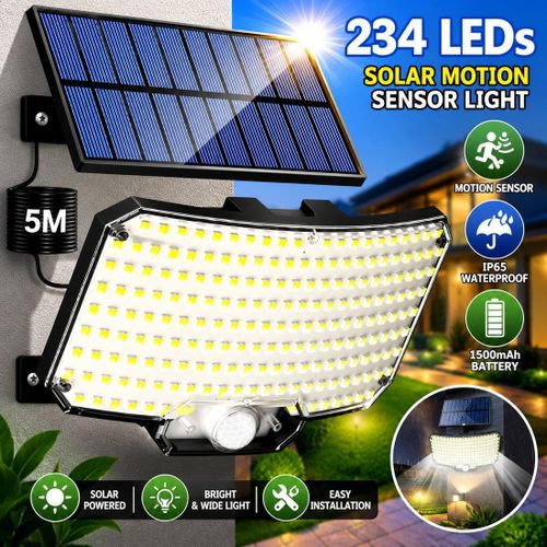 234 LED Outdoor Solar Motion Sensor Flood Light Split Design Wall Security Lamp with Solar Panel, 1500mAh Battery for Courtyard Garden Pathway