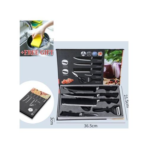 6pcs Kitchen Set Wavy Pattern Stainless Steel + Free Gift