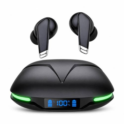 Wireless Bluetooth Earbuds – Super Bass Sports Headset With LED Battery Display & Touch Control – Black
