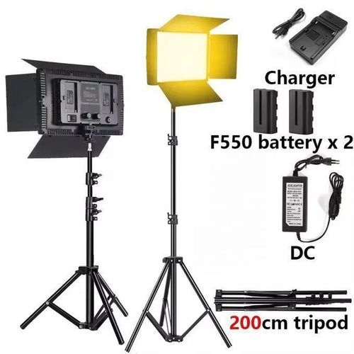 PRO LED 600 + 2 BATTERIES + CHARGER DOCK + CABLE + TRIPOD Professional Video & Photo Varicolour 3200-6500K LED Lights Kit For Livestream, Studio, Vlog, Make-up, Podcast Tiktok