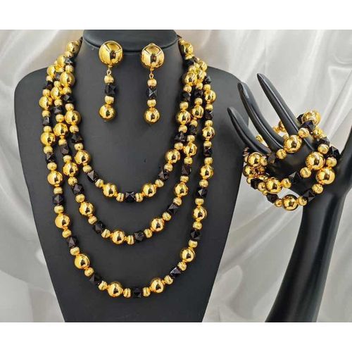 Elegant Gold-tone Bead Jewelry Set - Non Tarnish