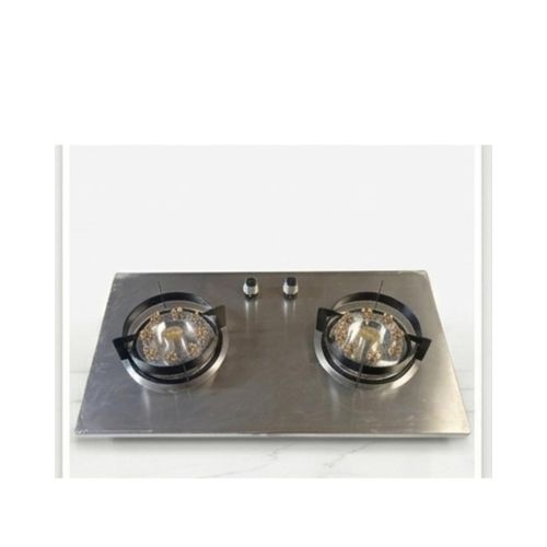 MeetJames 75cm 2 Burner tabletop or Built-in cabinet Gas Stove Stainless Silver Brass Burners Hob
