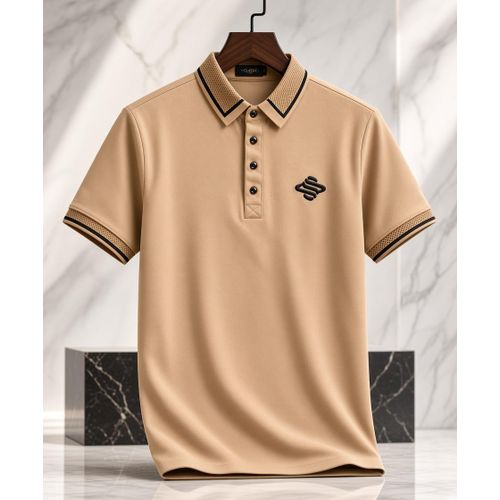Luxury Cotton Men's Short Sleeve White Polo Shirt (Size L)