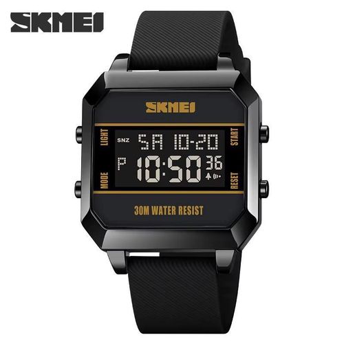 Water-Resistant Designer Digital Display Black Wristwatch High Quality