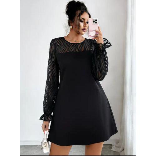 zara black dress long sleeve LACE WITH BACK NECKLINE - romantic finish 36 Black Dresses to Shop