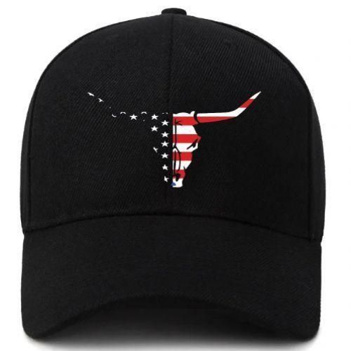 America Cow Designer Baseball/Face Cap - Black