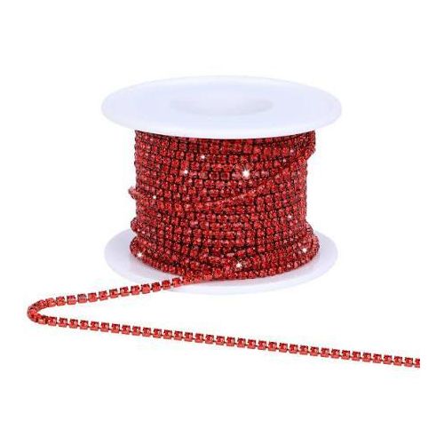 Premium Red Crystal Rhinestone Cup Chain Spool for Custom Garment Art