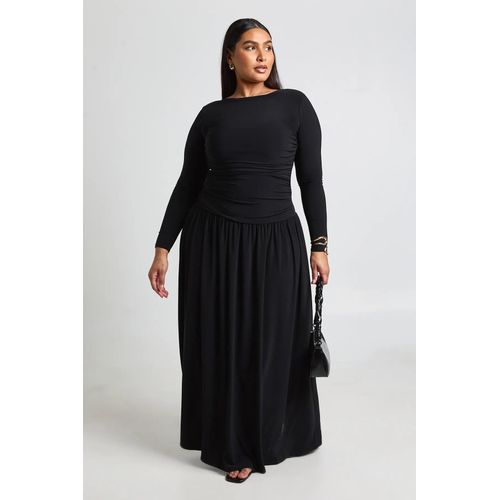 Plus Soft Ruched Long Sleeve Maxi Dress
