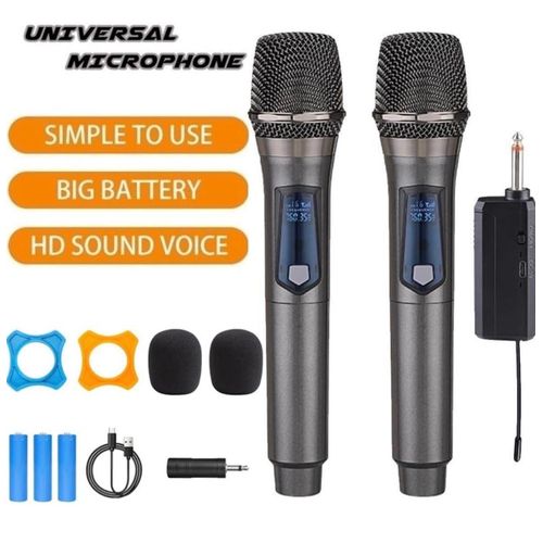 Dual Wireless Microphone System with Receiver, Handheld Dynamic Mic Set, Long Range, Compatible with Speakers for Karaoke, Party, Church, Wedding, Party, Outdoor Events. ( Shure302 Mic )