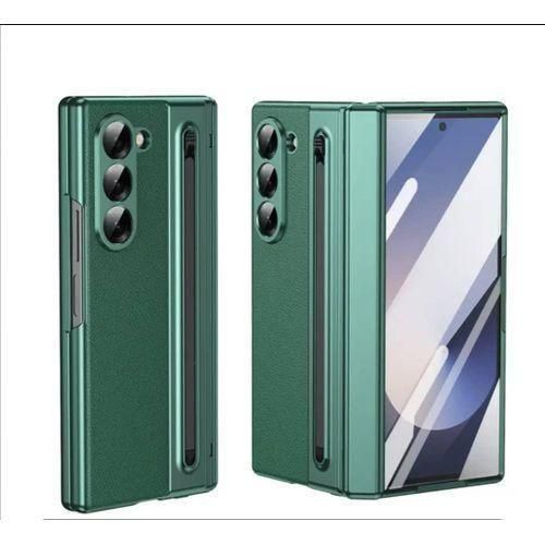 Samsung Galaxy Z Fold 6 Leather Case Hinge Protection Screen Cover+pen Blue