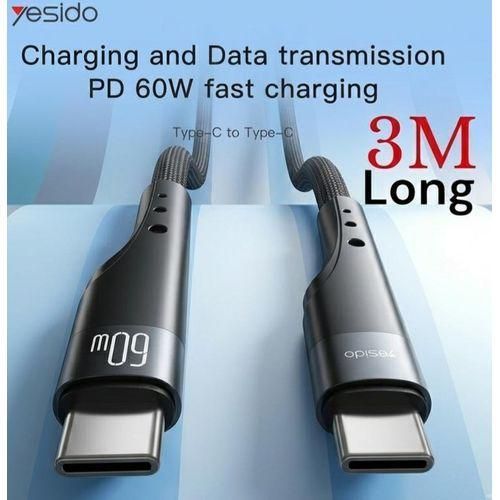 TYPE A1 60W Yesido TypeC C Cord phone laptop MACBOOK Cord android iPhone 15 16 17 Pro max plus Type C TO C cable 3M Long