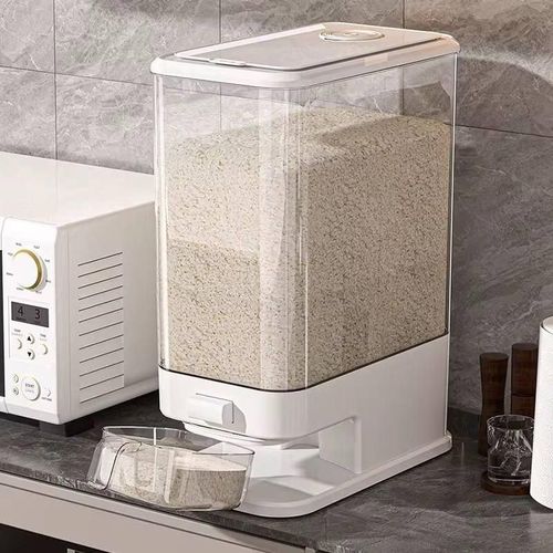Large Airtight Rice Storage Container with Measuring Cup – Kitchen Food Grain Dispenser & Dry Food Storage Bin