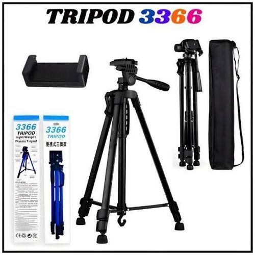 Tripod Stand 3366 ( 6ft tall ) - Black Aluminum Tripod, Portable Stand, Suitable For Live Streaming and Video Recording. Compatible with Mobile Phones, Cameras, Mini Ring Lights.