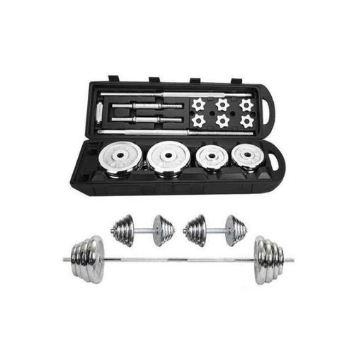 50kg Chrome Adjustable Dumbbell & Barbell Set with Carry Case.
