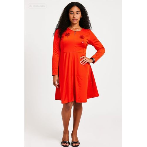 FRANTS LONG SLEEVE ORANGE MIDI DRESS