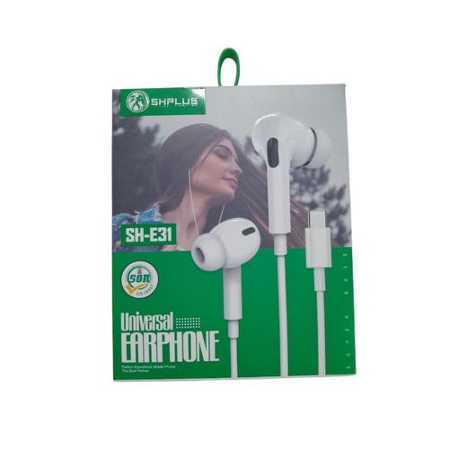 Universal Fast Type C Bass Music Play Earphone SH-E31-White