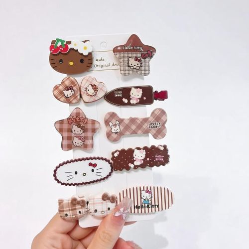 10pcs Unique Hello Kitty Clip Collection – Cute Hair Accessories for Women
